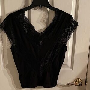 VENUS Black Lace V-Neck Top